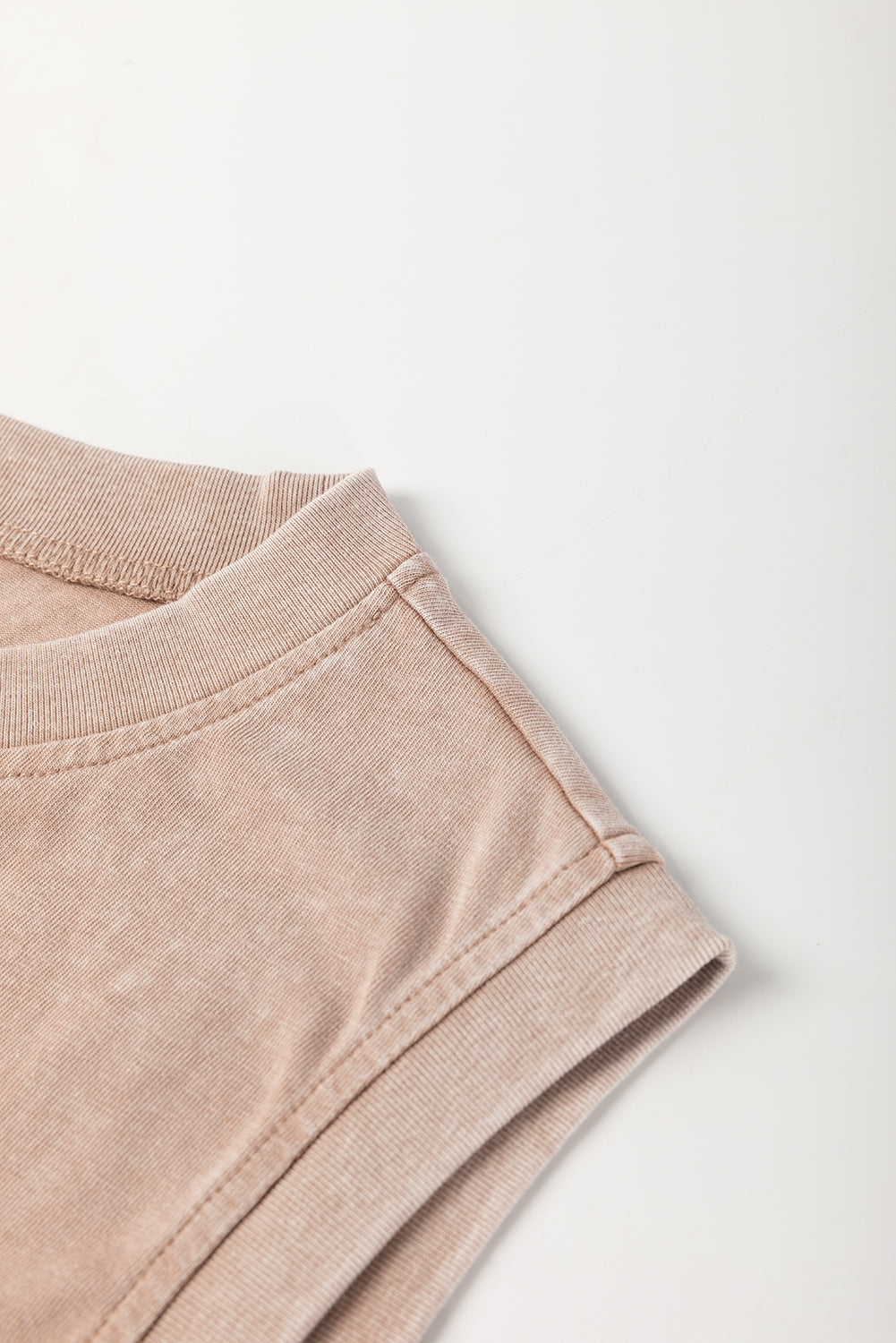 Light Pink 2 Pieces Mineral Wash Cotton Tank Top Lined Split Skirt Set