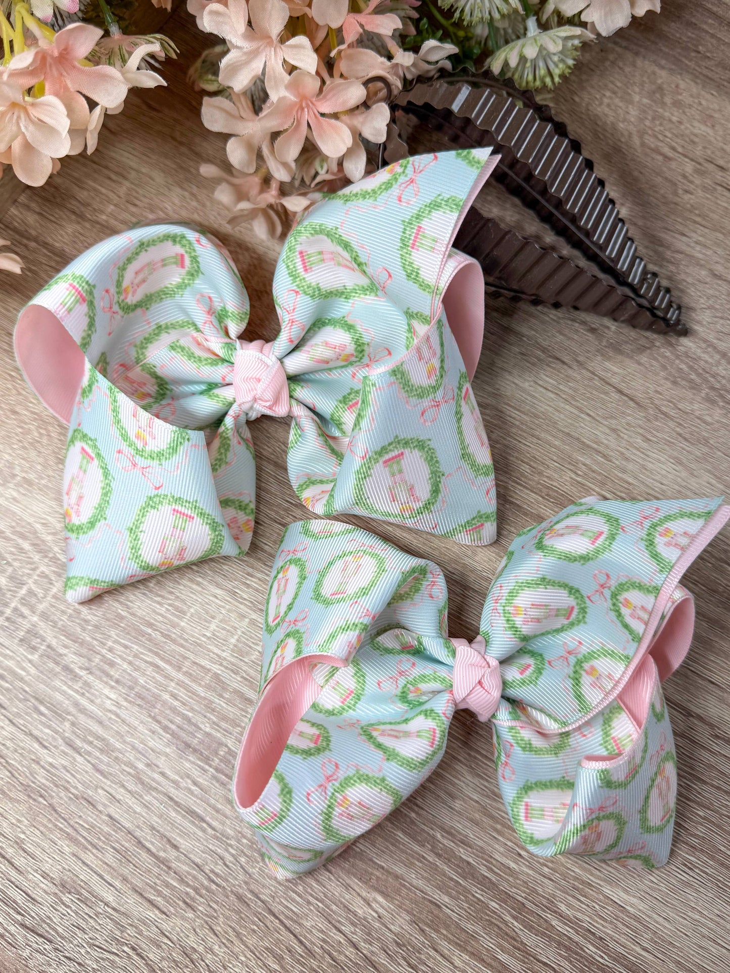 Pastel Nutcracker Printed BIG Double Layer Hair Bow
