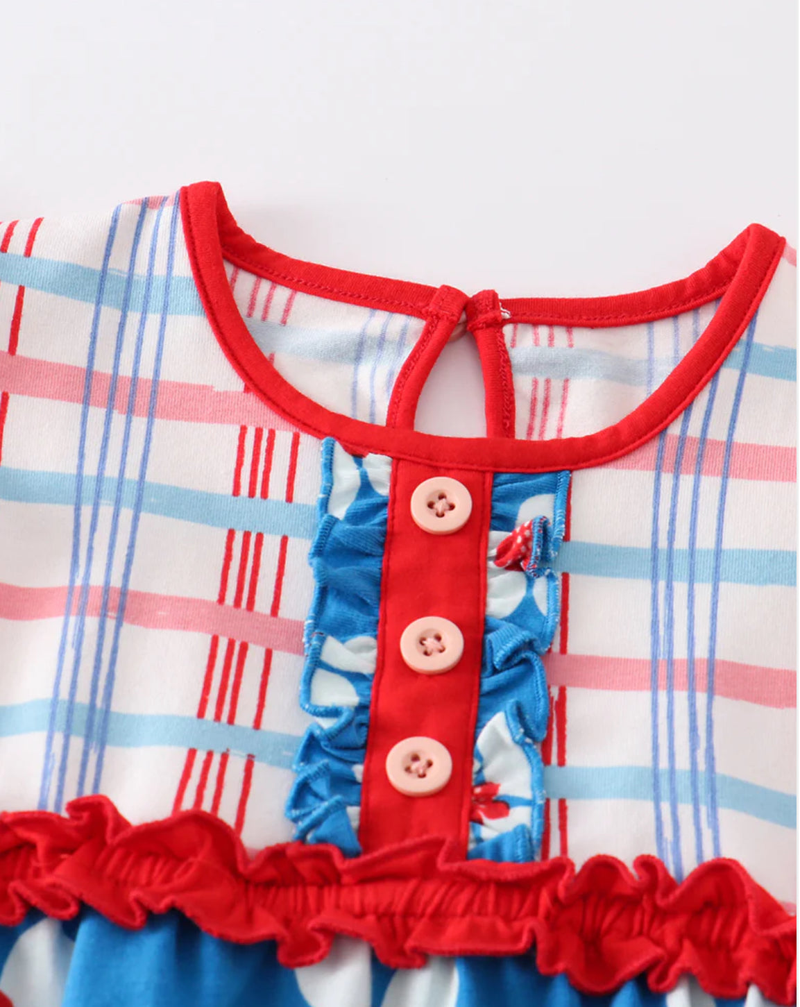 Platinum Blue & White Floral Print Ruffle Girl Romper