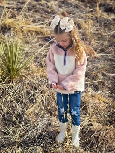 Blush Pink Sherpa Pullover - Fuzzy Warm Comfort Sweatshirt