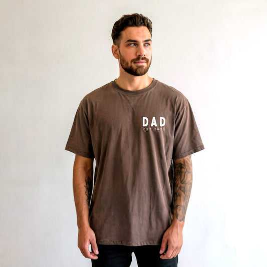 Dad Personalized est year Comfort Colors T Shirt (cali left chest) (Copy)
