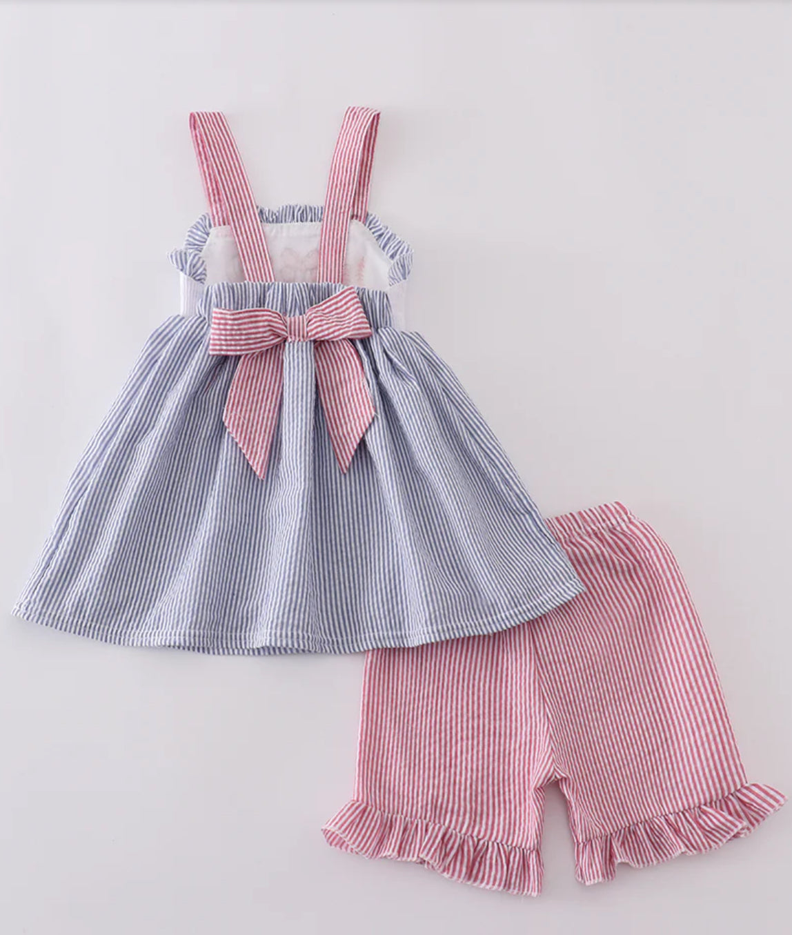 Pink Baseball Print Embroidery Smocked Set