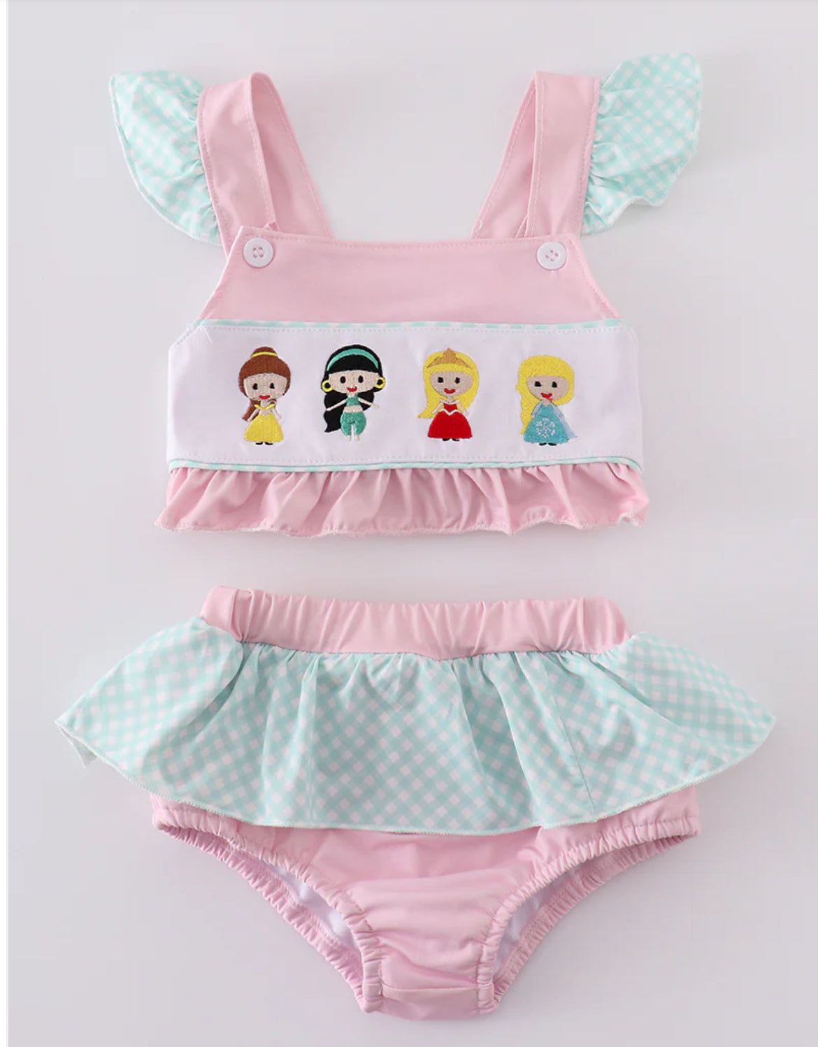 Pink Princess Embroidery 2 pc Swimsuit