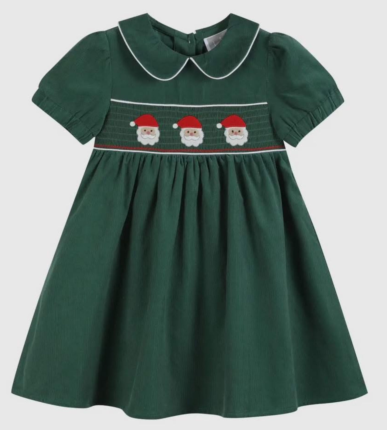 Green Corduroy Santa Smocked Dress