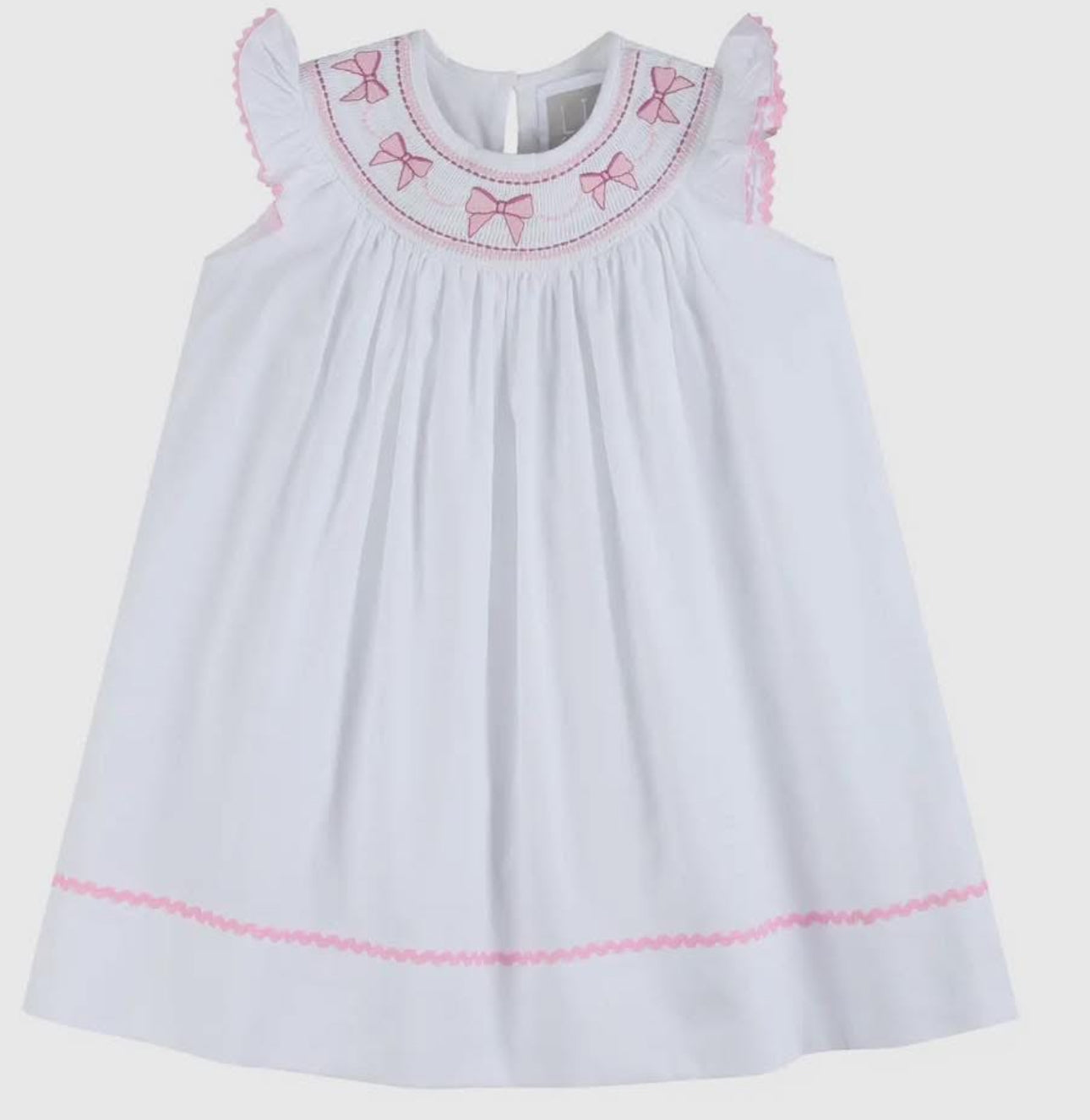 White and Pink Bows Smocked
Bishop Dress