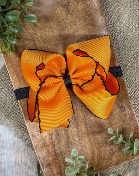 Orange with Black Moonstitch Bow Headband