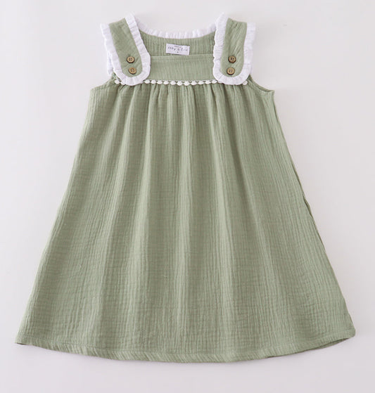 Premium sage ruffle dress