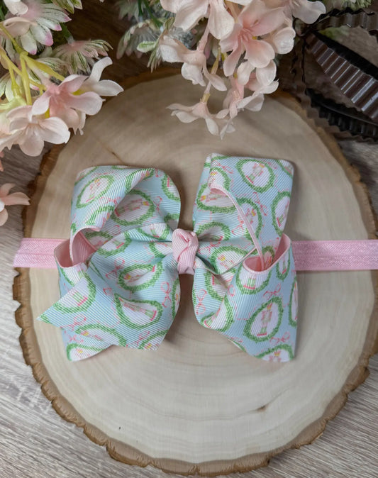 Pastel Nutcracker Printed Double Layer Bow Headband