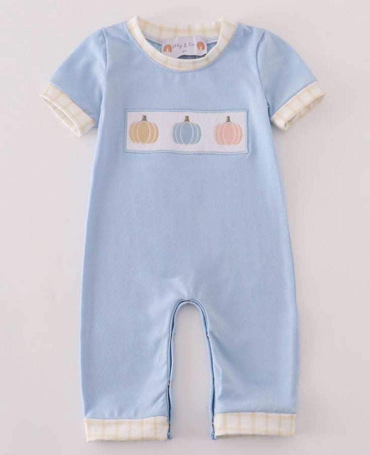 Blue embroidery romper
