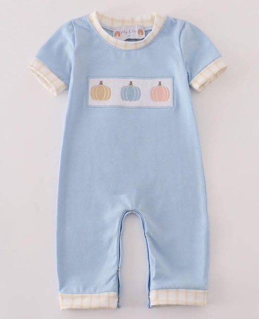Blue embroidery romper