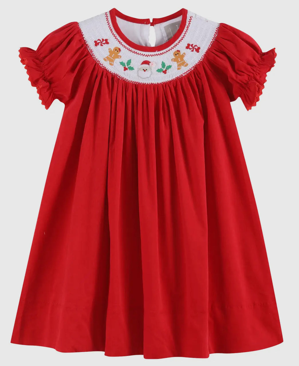 Red Velvet Christmas Smocked Bishop Dress