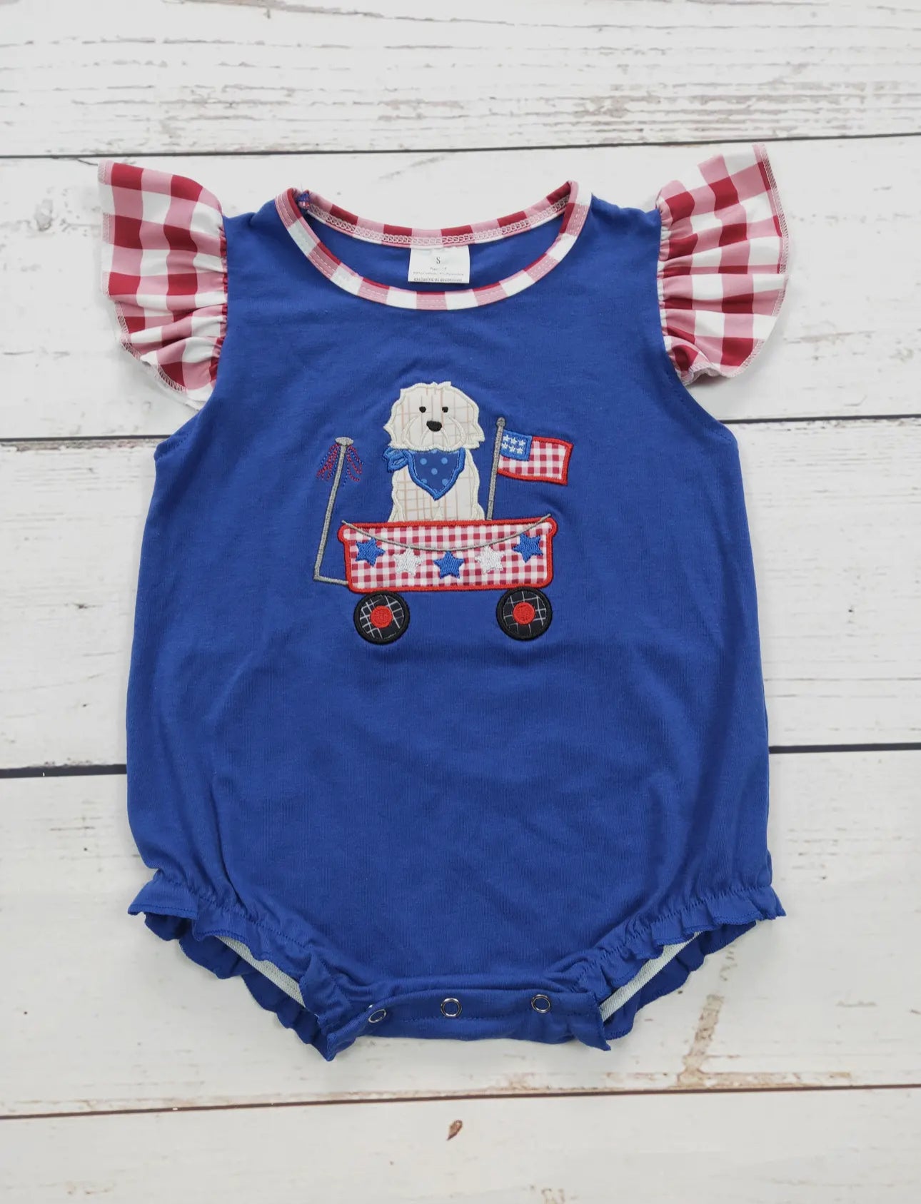Blue Baby Girls Appliqué Patriotic Romper
