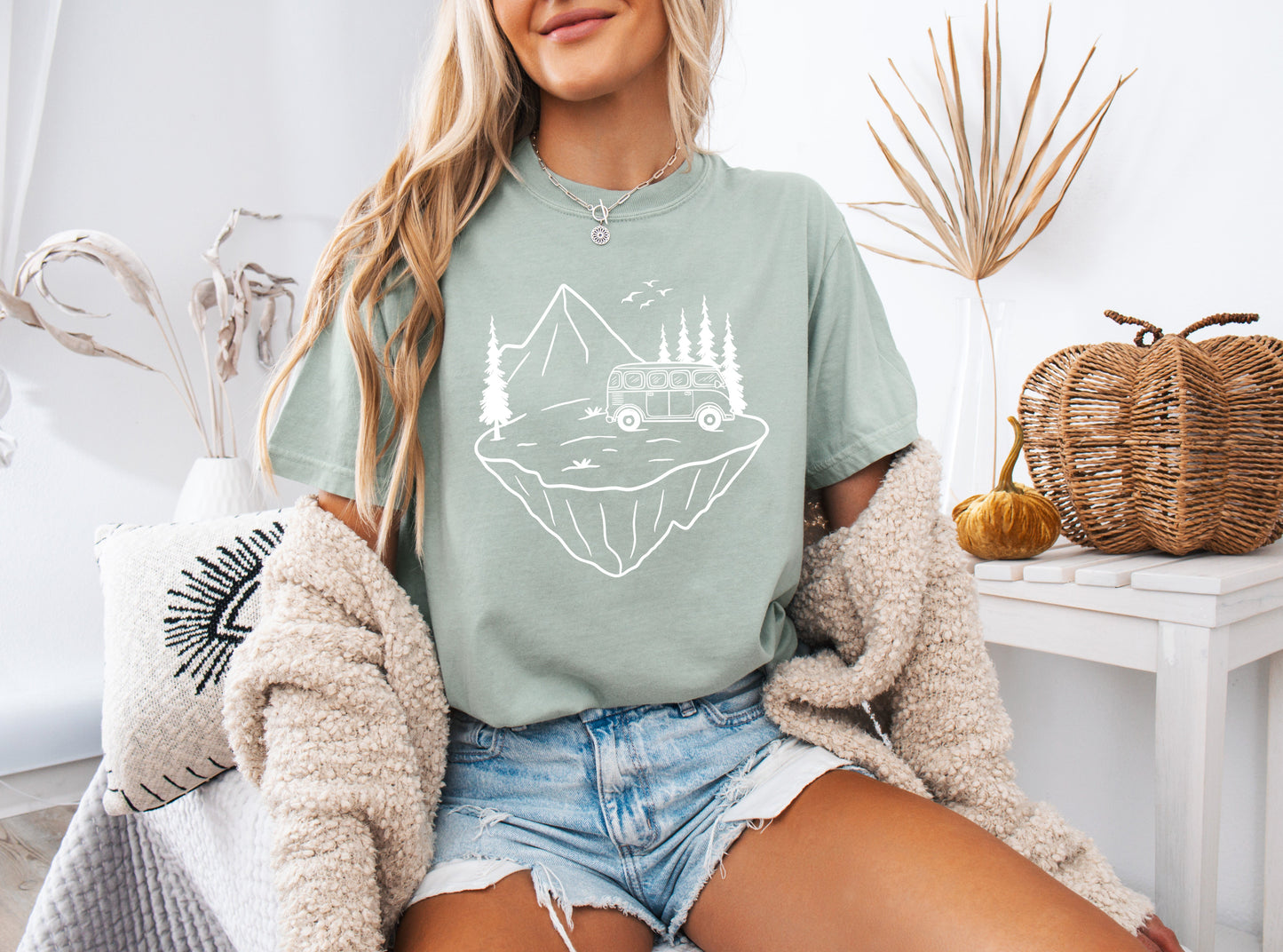 Desert Camping Hiking Mountain Nature Garment Dyed T Shirt