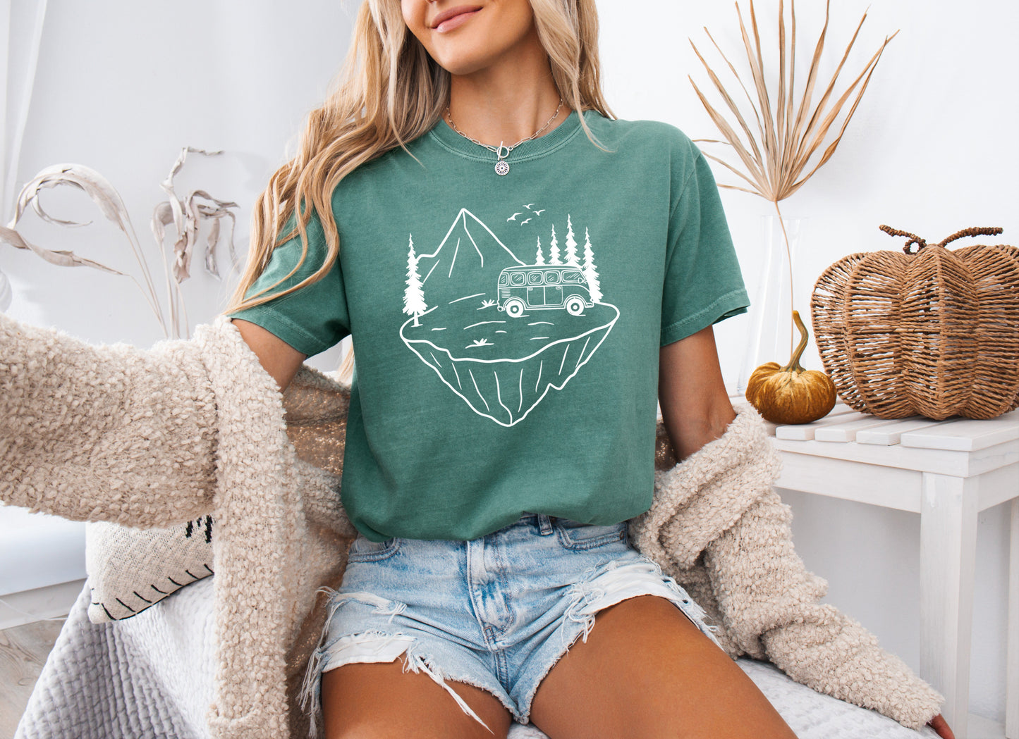 Desert Camping Hiking Mountain Nature Garment Dyed T Shirt