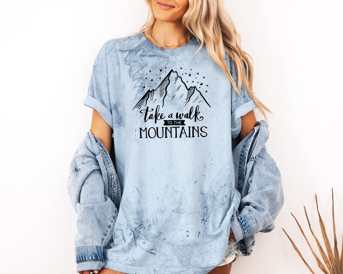 Take a walk to the mountains Camping Hiking Garment Dyed Shirt