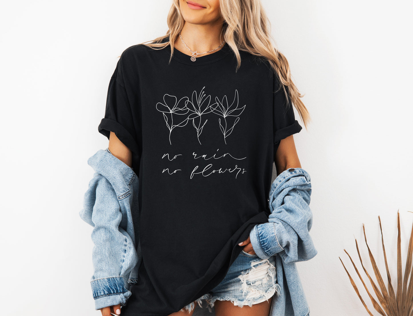 No rain No flowers Botanical wildflowers Garment Dyed T Shirt