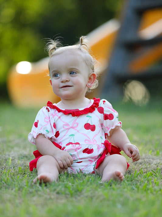 Cherry Bow Girls' Romper