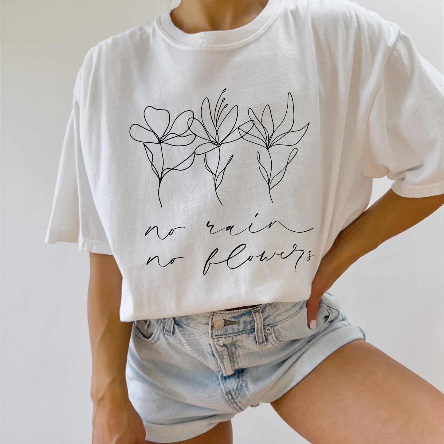 No rain No flowers Botanical wildflowers Garment Dyed T Shirt