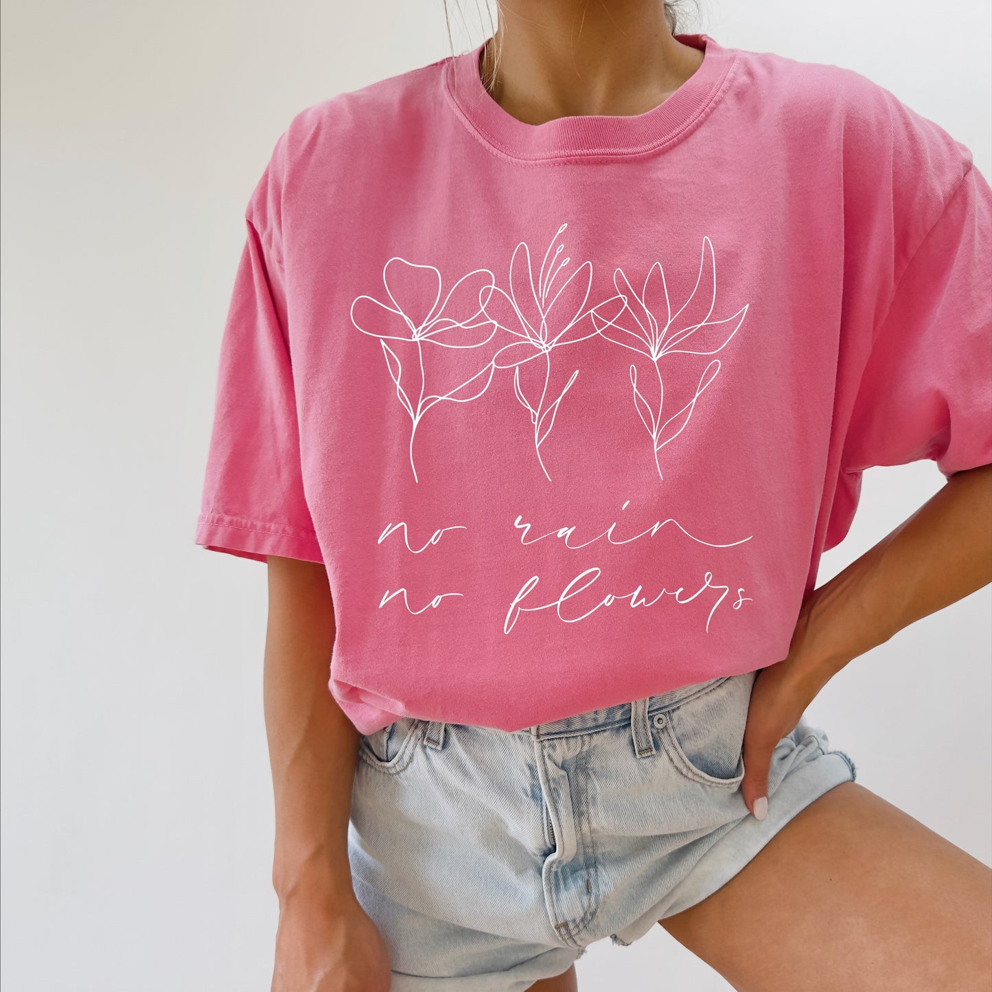 No rain No flowers Botanical wildflowers Garment Dyed T Shirt