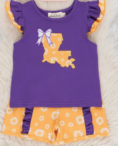 Louisiana Embroidered Floral Ruffle Outfit