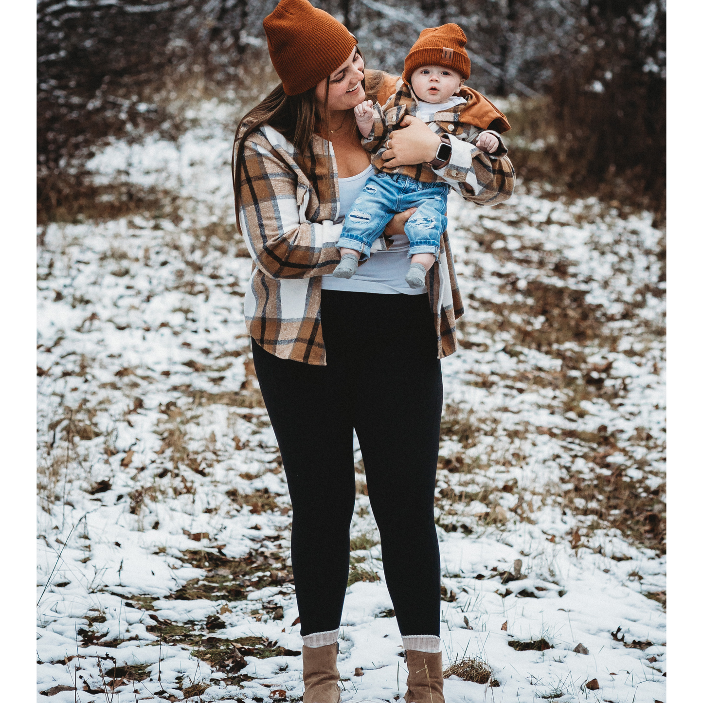 Hooded Brown & Gray Flannel Jacket - Infant
