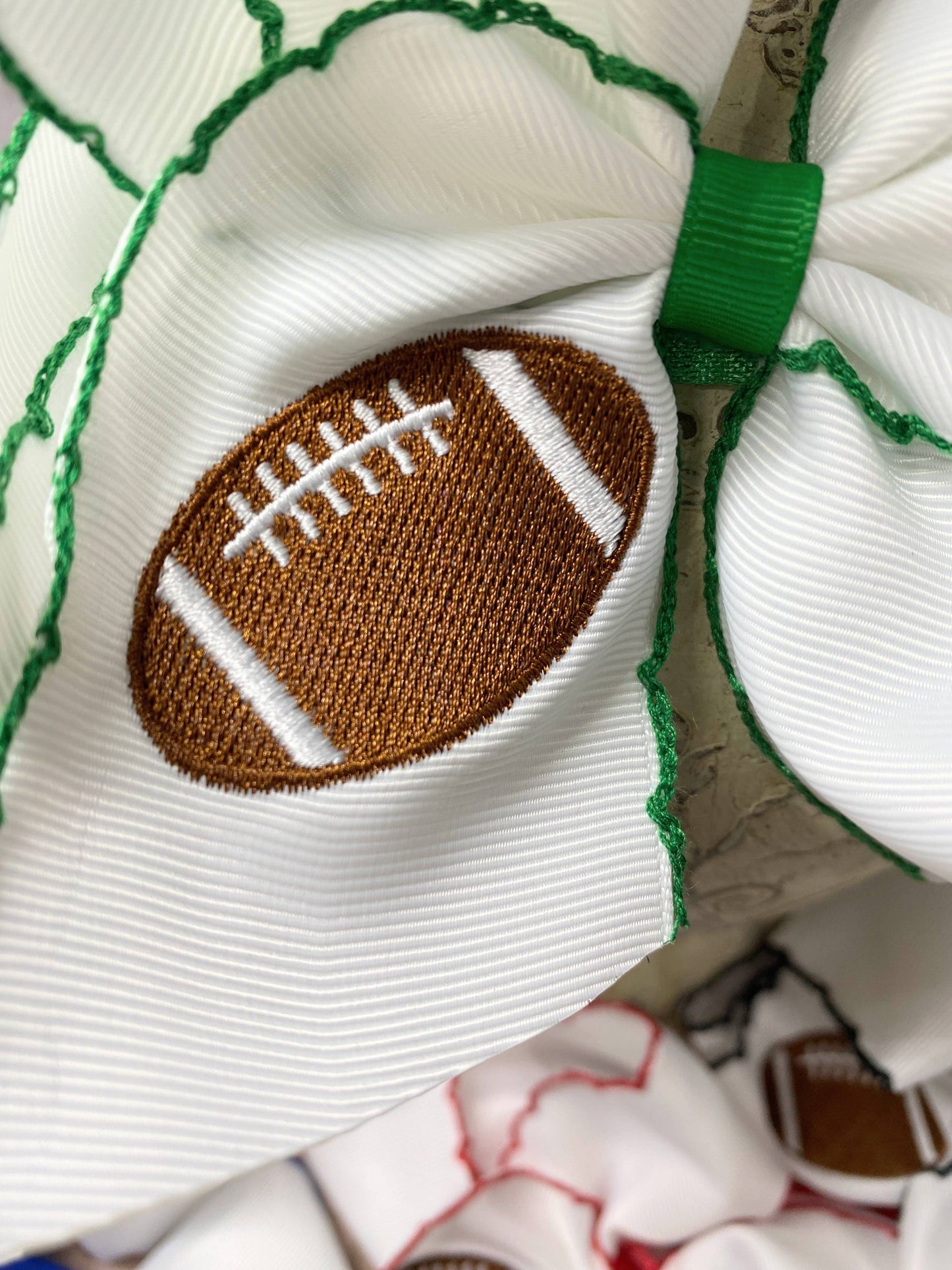 Football Embroidered Moonstitch Bow Headbands: Game Day