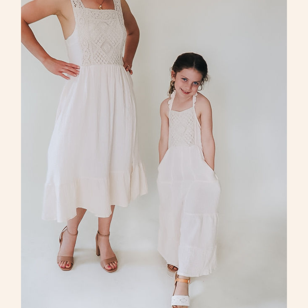 Soft White Crochet Mommy & Me Dress - Women