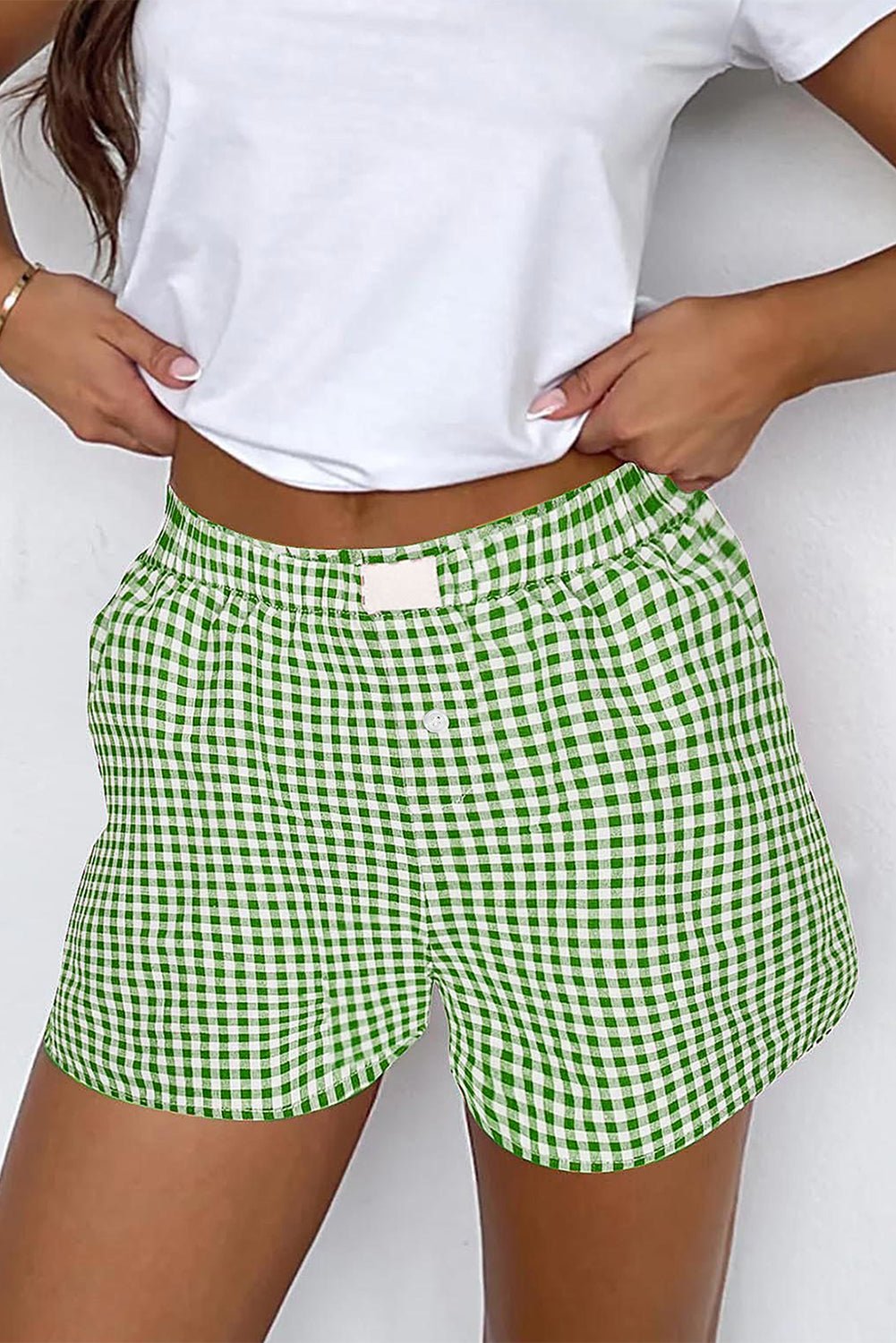Red Plaid Gingham Printed High Waist Shorts
