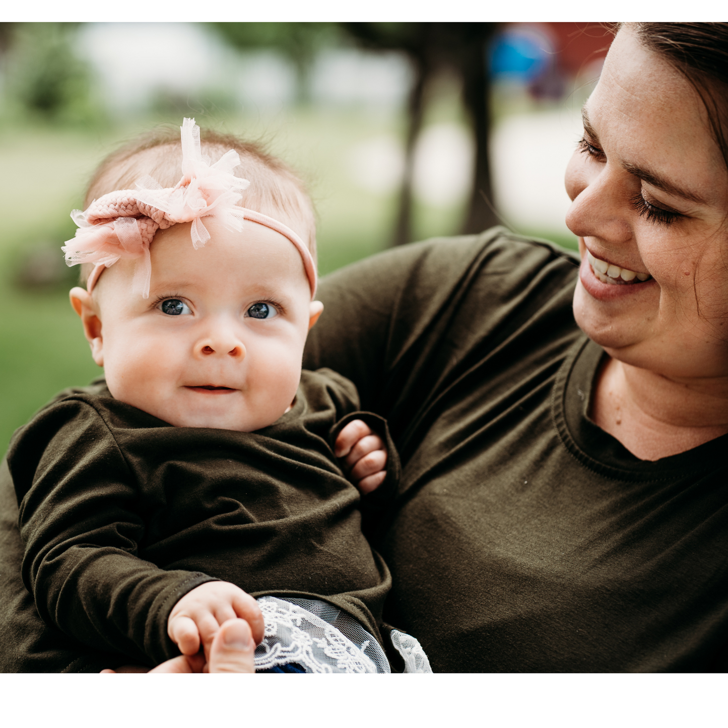 Olive Green Lace Mommy & Me Tops - Infant