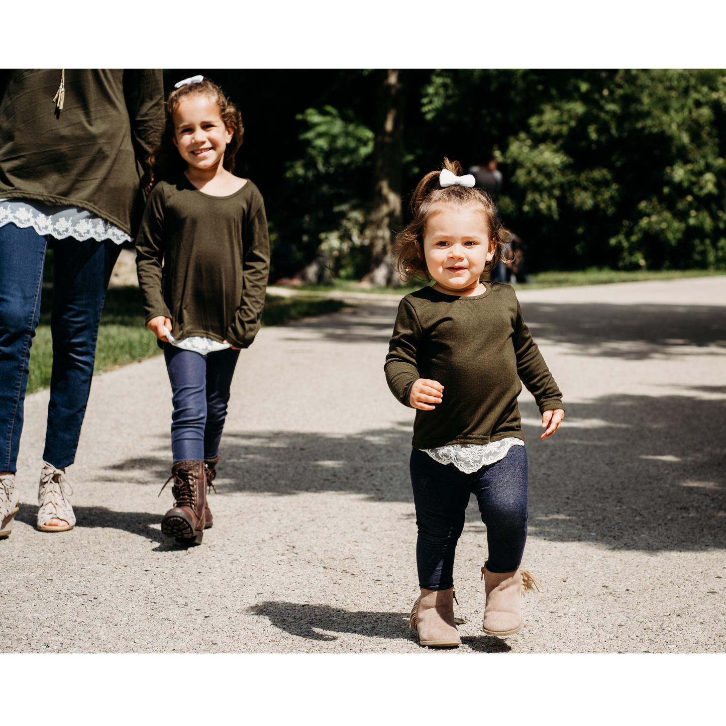 Olive Green Lace Mommy & Me Tops - Infant