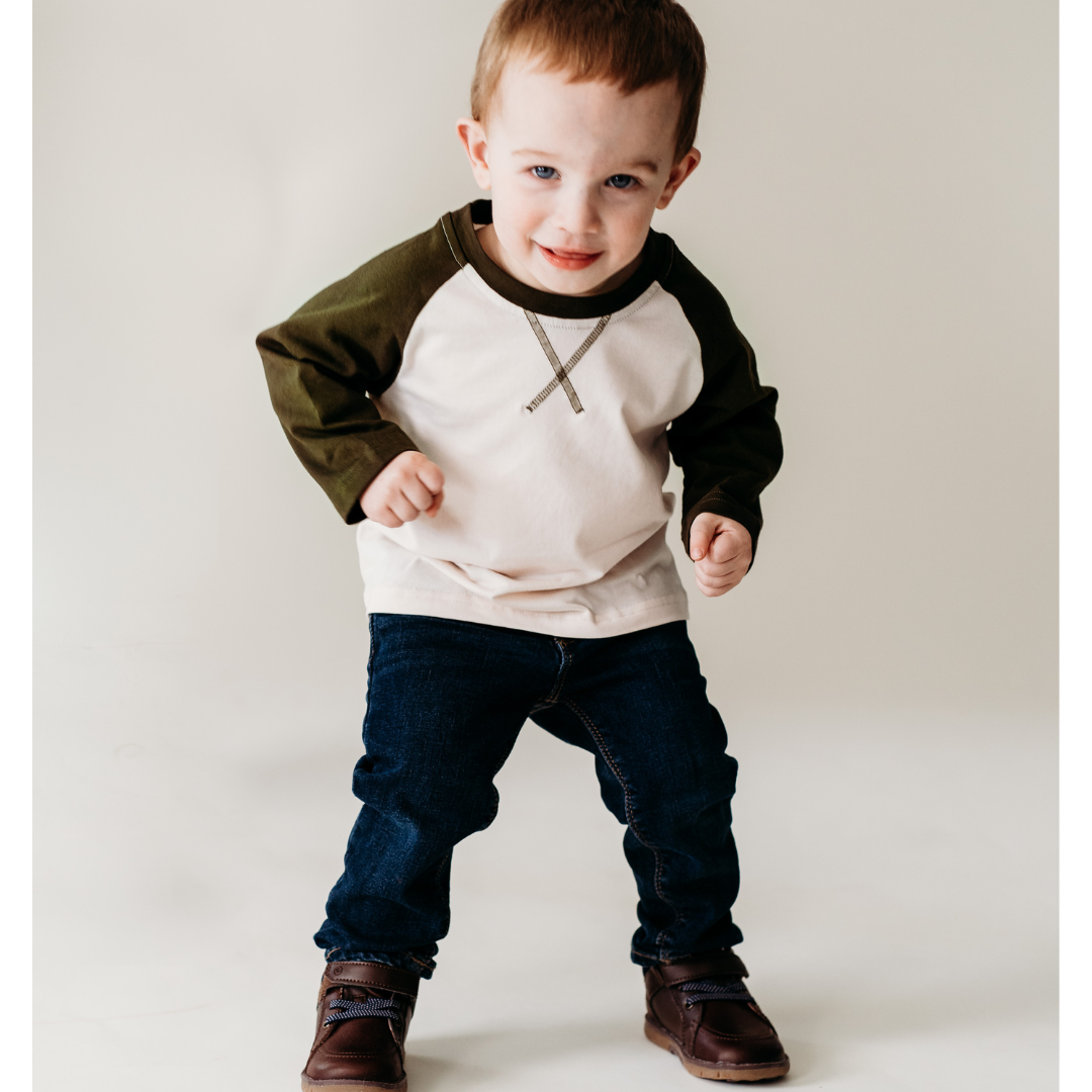 Raglan Baseball Tee Green - Infant