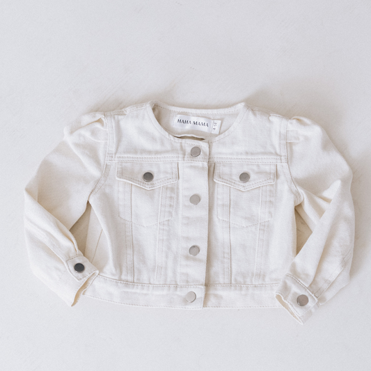 Ivory Cropped Denim Jacket - Infant