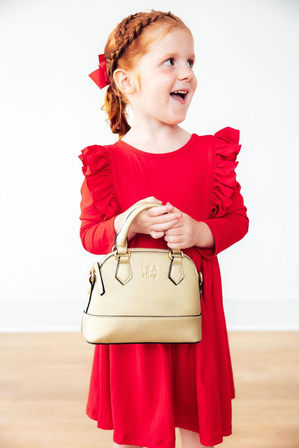 Red L/S Ruffle Twirl Dress