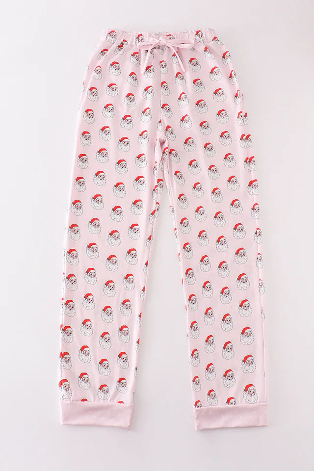 Pink Christmas Santa Clause Mom Pajama Pants