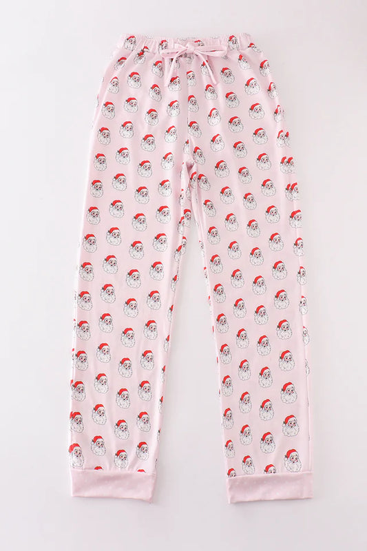 Pink Christmas Santa Clause Mom Pajama Pants