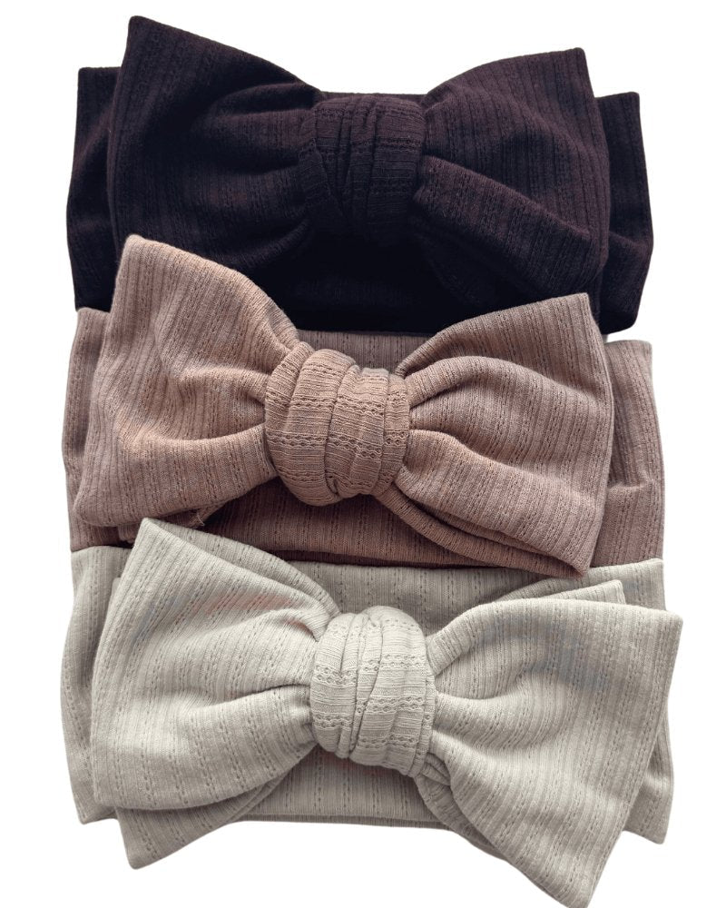 Skinny Knit Large Bow Headband - Ivory